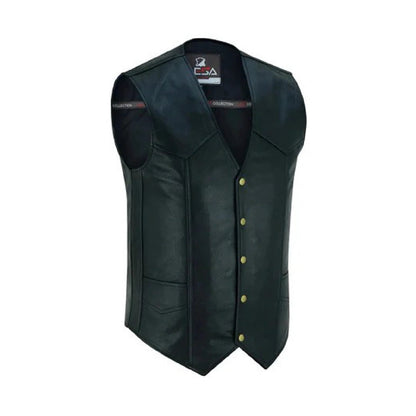 Mens Black Leather Vest with Gun Pockets
