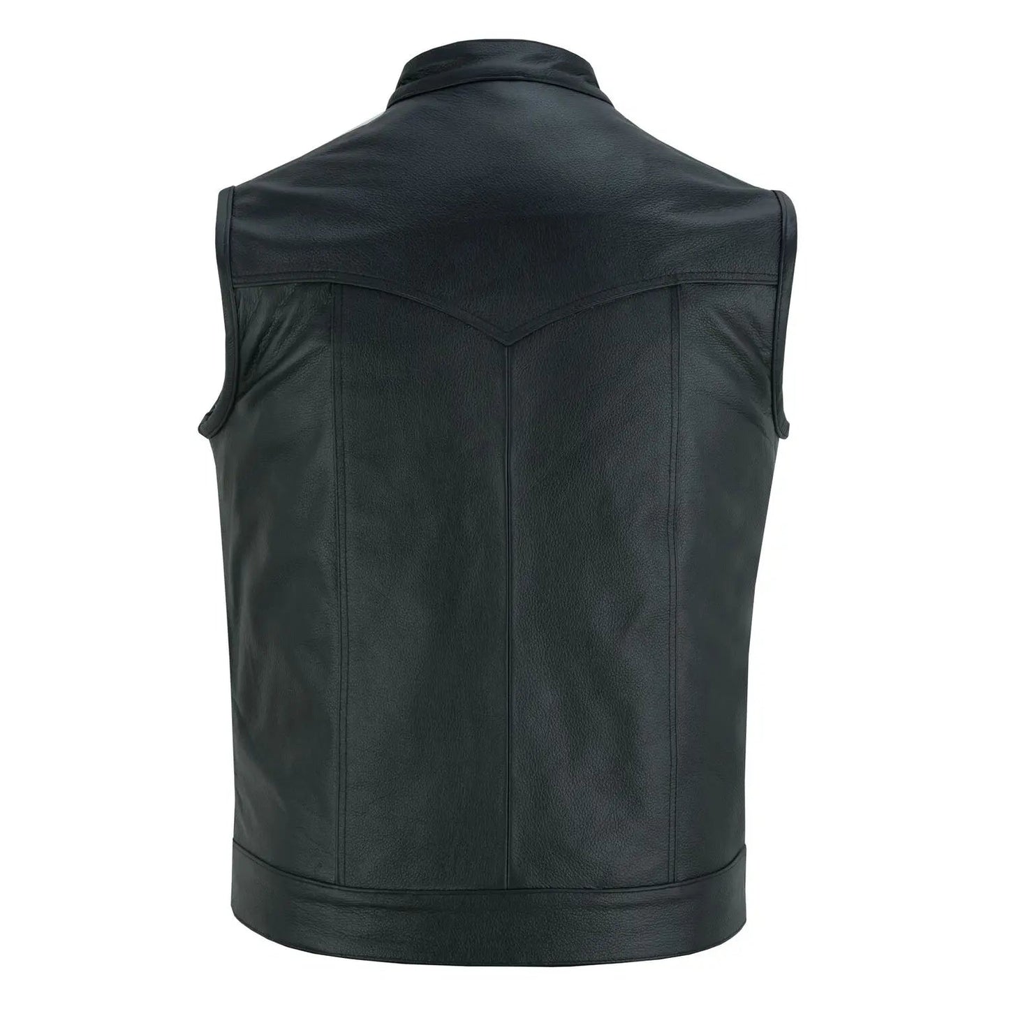 Men’s Black Leather Motorcycle Vest Anarchy Club Concealed Carry