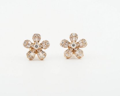 14k Gold Diamond Clover Earrings