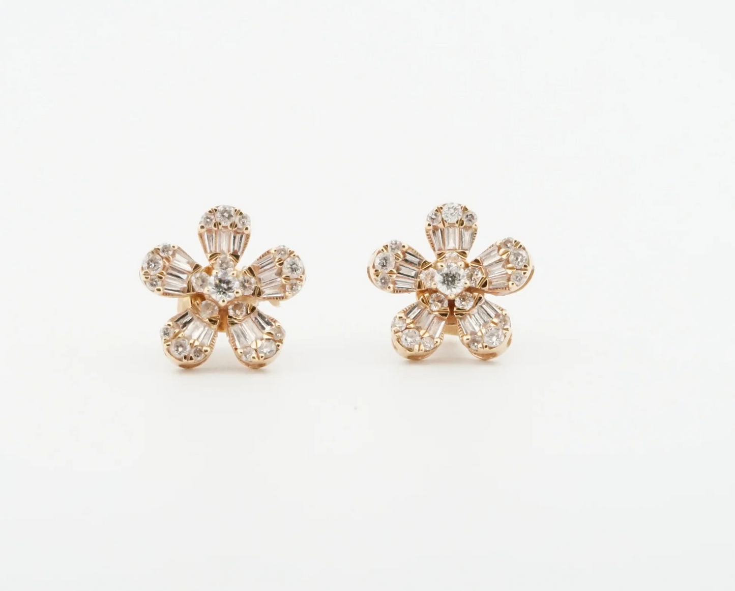 14k Gold Diamond Clover Earrings