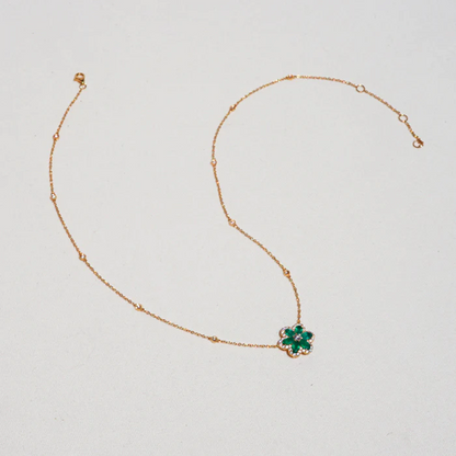 18K Emerald Flower with center Diamond