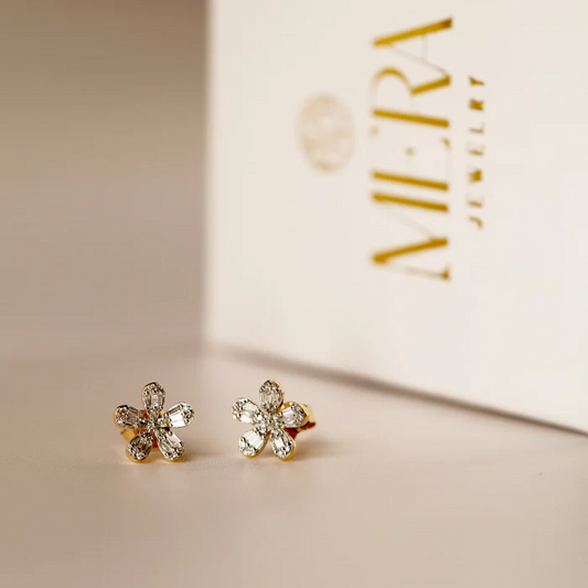 Diamond Floral Motif Earrings