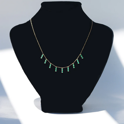 Emerald Gemstone Dangling 14k Necklace