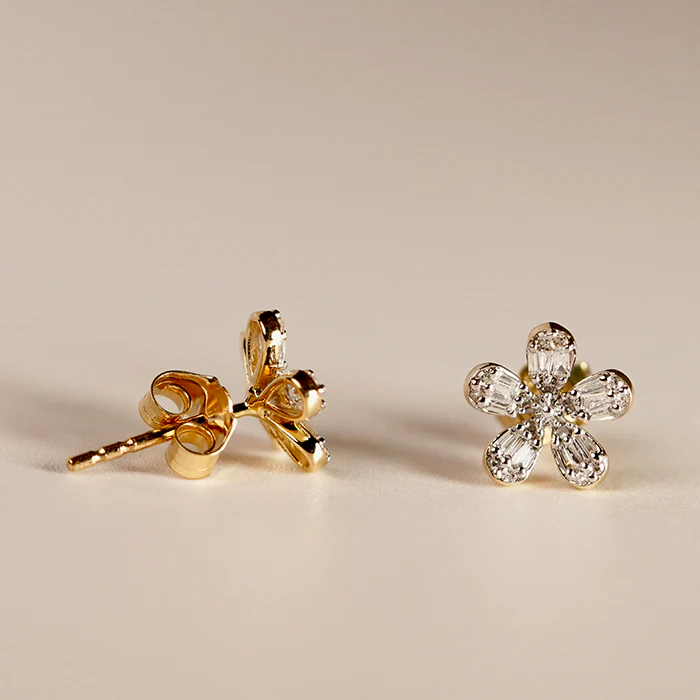 Diamond Floral Motif Earrings