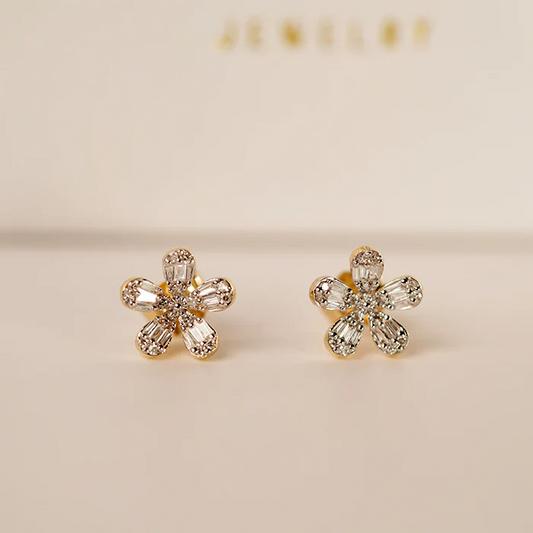 Diamond Floral Motif Earrings